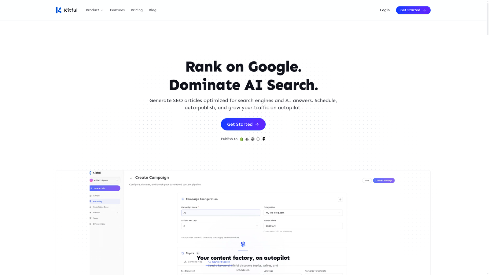 Kitful Review - Homepage Screenshot