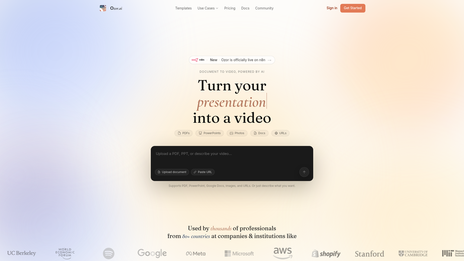 Ozor.AI - Homepage Screenshot