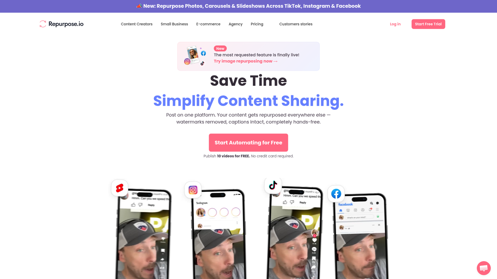 Repurpose.io - Homepage Screenshot