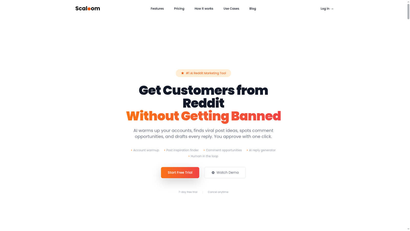 Scaloom - Homepage Screenshot