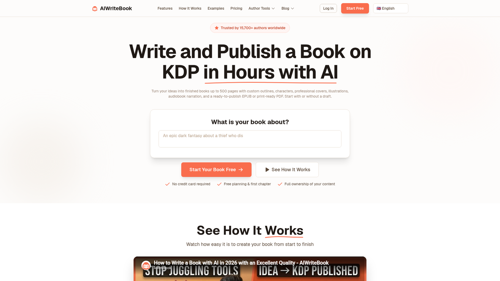 AIWriteBook - Homepage Screenshot