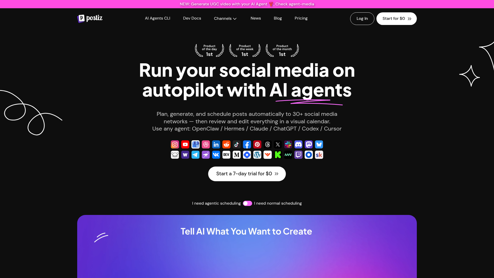 Postiz - Homepage Screenshot