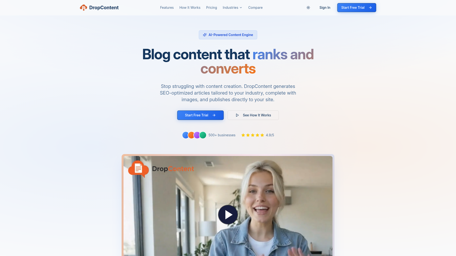 DropContent.co - Homepage Screenshot