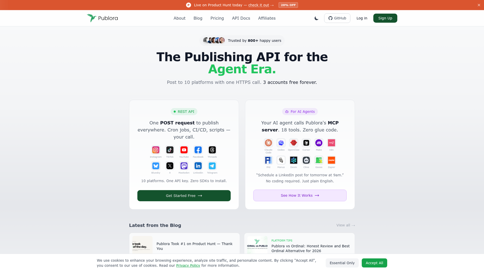 Publora - Homepage Screenshot
