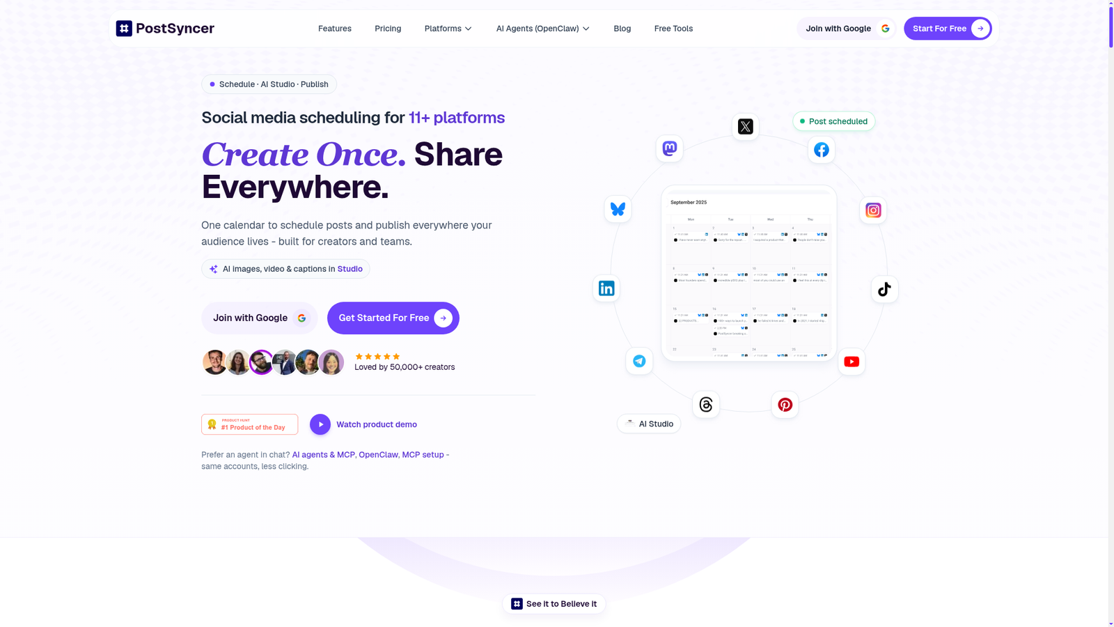 Postsyncer - Homepage Screenshot