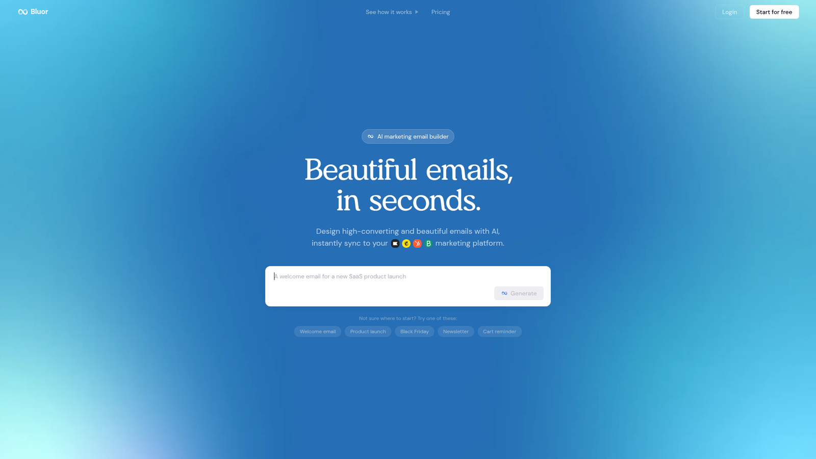 Bluor - Homepage Screenshot