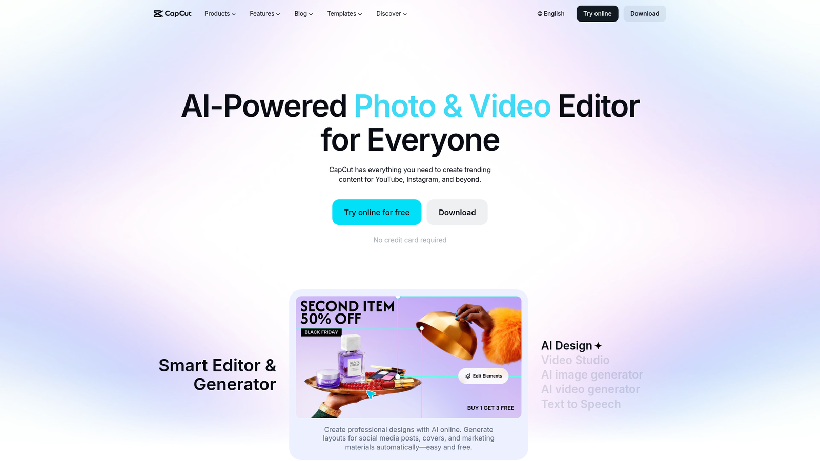 CapCut - Homepage Screenshot