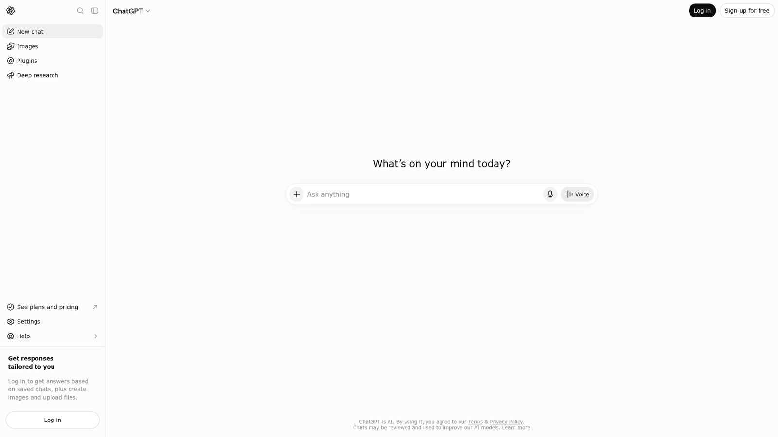 ChatGPT - Homepage Screenshot
