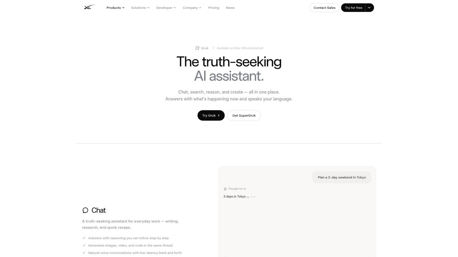 GROK - Homepage Screenshot