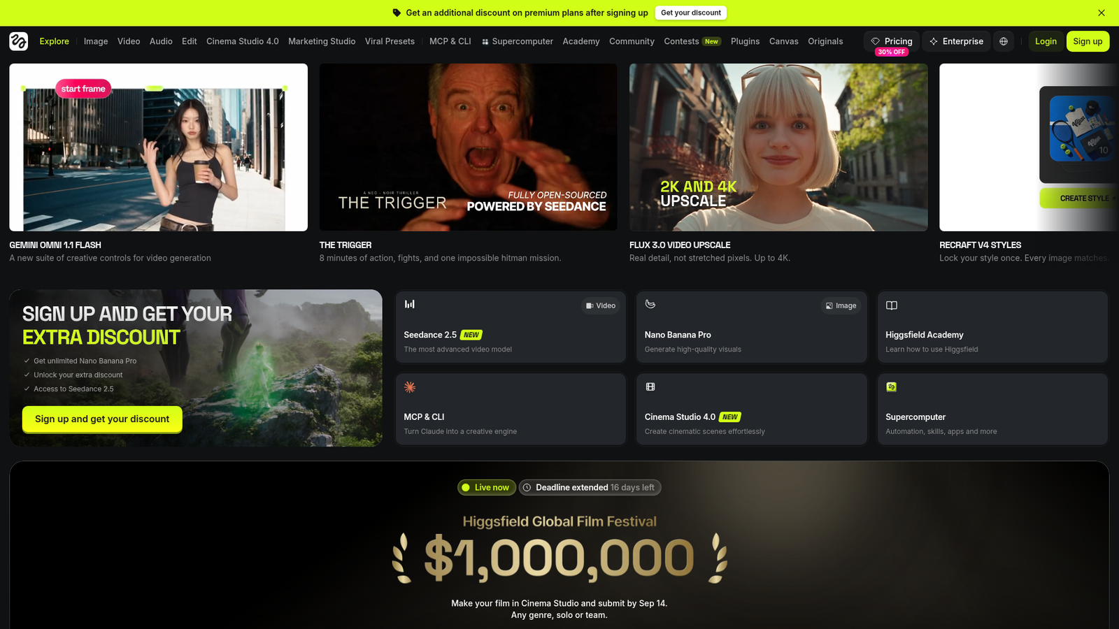 Higgsfield - Homepage Screenshot