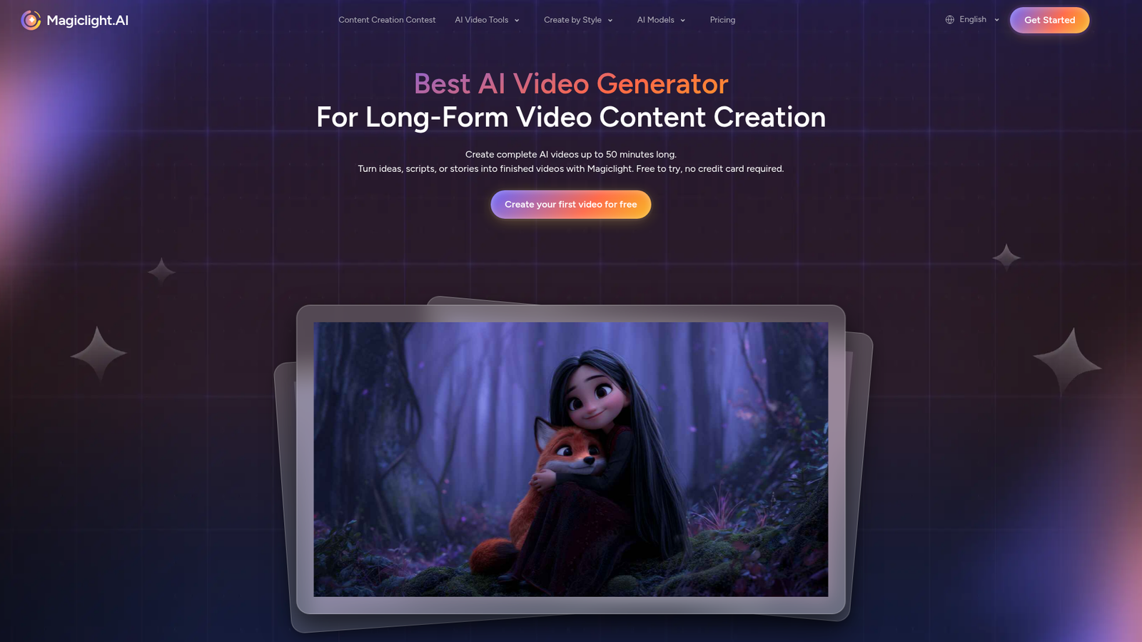 Magiclight.AI - Homepage Screenshot
